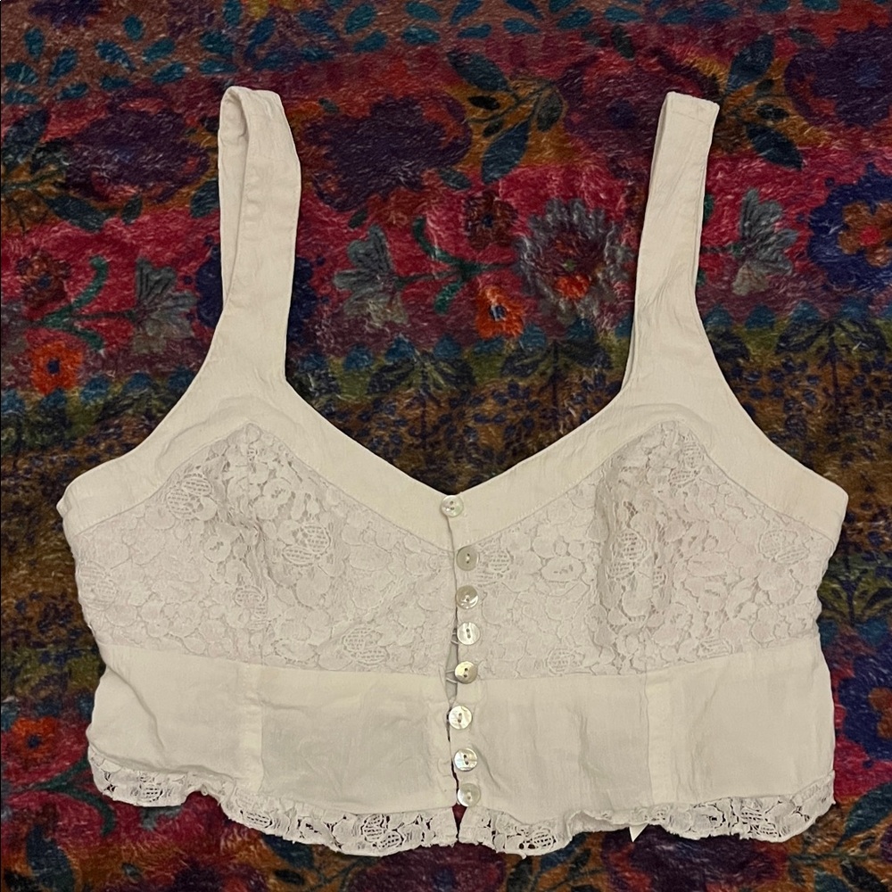 FREE PEOPLE INTIMATELY White Lace Crop Top(small flaw) Size Small